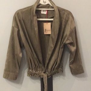 Mock suede khaki jacket
